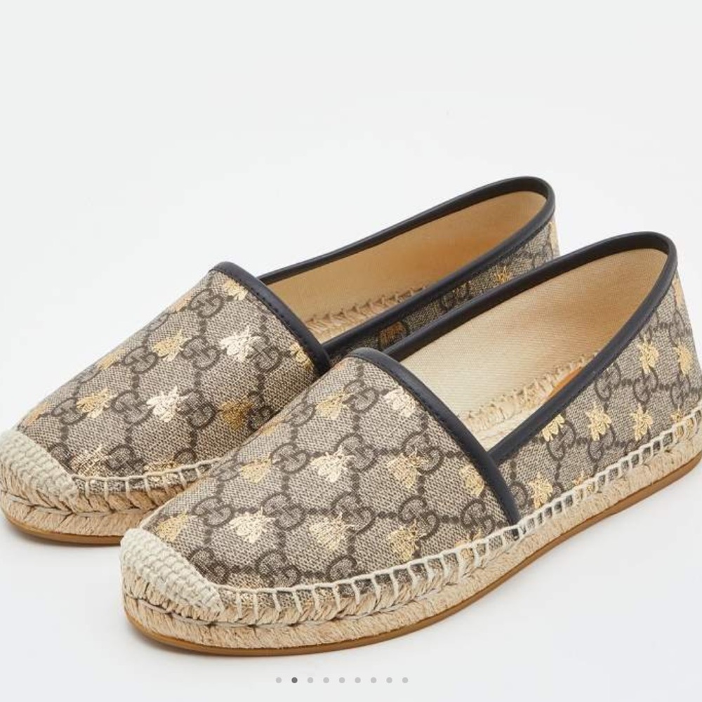 Gucci Logo Espadrille Flat Bees size 37.5